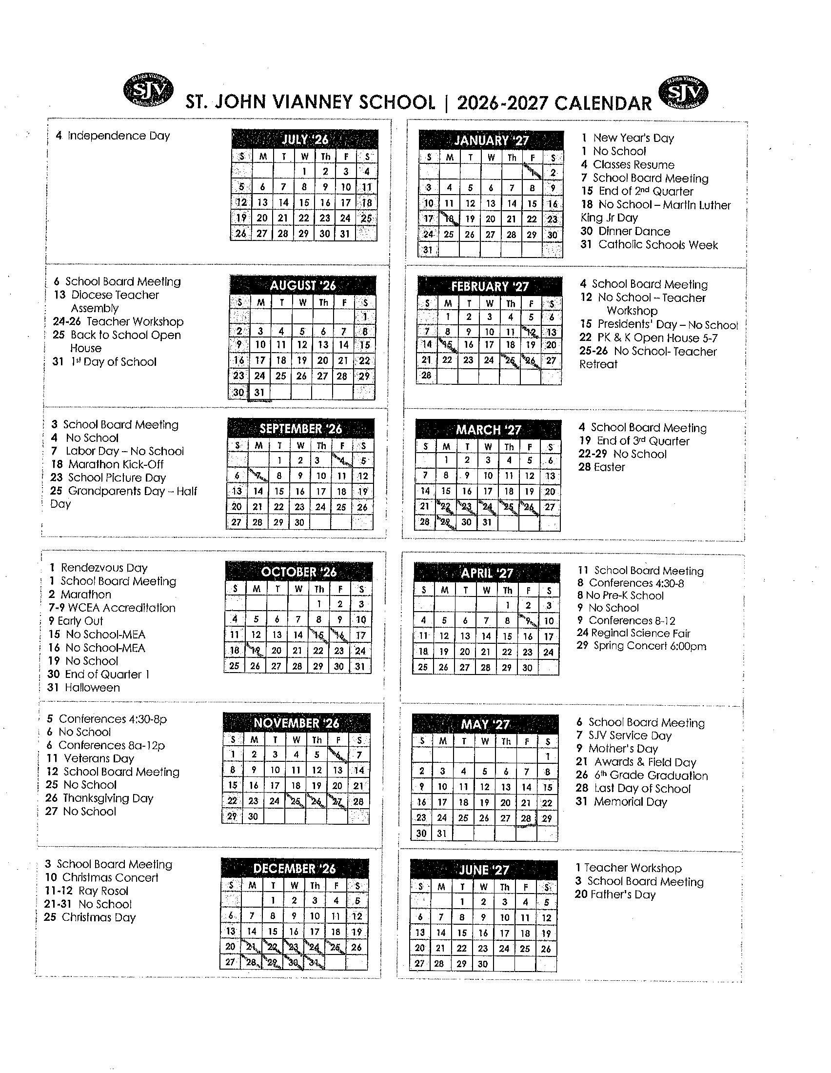 2026-27 calendar